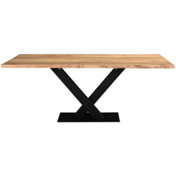 Table à manger rectangulaire industrielle en bois massif et métal noir L200 cm valley