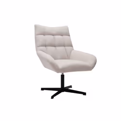 Fauteuil pivotant design en tissu effet velours texuré beige et métal noir KING