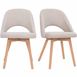 Chaises scandinaves en tissu effet velours texturé beige et bois clair (lot de 2) COSETTE
