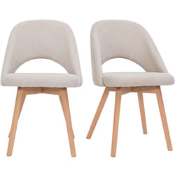 Chaises scandinaves en tissu effet velours texturé beige et bois clair (lot de 2) COSETTE