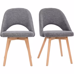 Chaises scandinaves en tissu effet velours texturé gris et bois clair (lot de 2) COSETTE