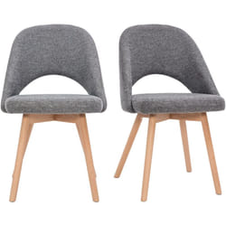 Chaises scandinaves en tissu effet velours texturé gris et bois clair (lot de 2) COSETTE