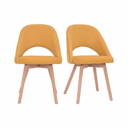 Miliboo - Chaises scandinaves en tissu effet velours texturé jaune moutarde et bois clair (lot de 2) COSETTE