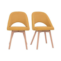 Miliboo - Chaises scandinaves en tissu effet velours texturé jaune moutarde et bois clair (lot de 2) COSETTE