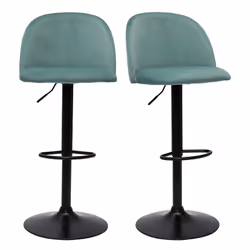 Tabourets de bar réglables velours vert céladon et métal noir (lot de 2) CELESTE