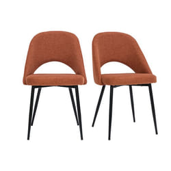 Miliboo - Chaises vintage en tissu effet velours texturé terre brûlée et métal noir (lot de 2) COSETTE