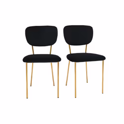 Chaises design en tissu velours noir et métal doré (lot de 2) LEPIDUS