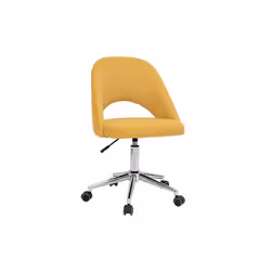 Chaise de bureau à roulettes en tissu effet velours texturé jaune moutarde et acier chromé COSETTE