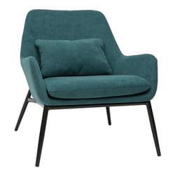Fauteuil design en tissu effet velours bleu canard et métal noir MAXINE