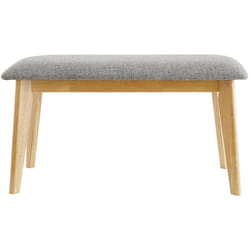 Banc scandinave en tissu gris clair et bois clair L92 cm ELION
