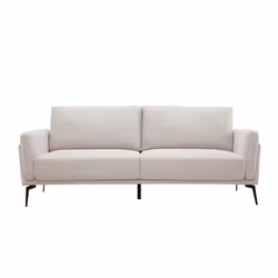 Canapé design 3 places en tissu effet velours texturé beige et métal noir MOSCO