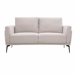 Canapé design 2 places en tissu effet velours texturé beige et métal noir MOSCO