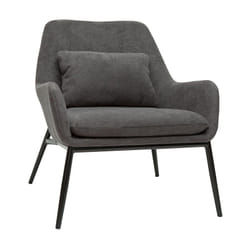 Fauteuil design en tissu effet velours gris foncé et métal noir MAXINE