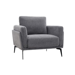 Fauteuil design en tissu effet velours texturé gris et métal noir MOSCO