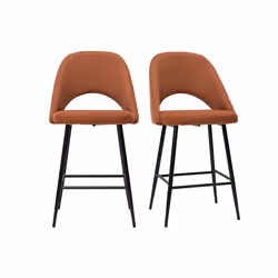Tabourets de bar en tissu effet velours texturé terre brûlée H65 cm (lot de 2) COSETTE