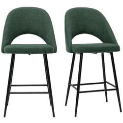Tabourets de bar en tissu effet velours texturé vert H65 cm (lot de 2) COSETTE