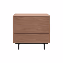 Commode vintage en bois foncé noyer et métal noir 3 tiroirs L81 cm MANNY