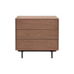 Commode vintage en bois foncé noyer et métal noir 3 tiroirs L81 cm MANNY