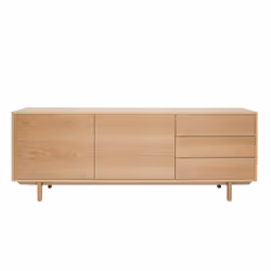 Buffet scandinave en bois clair 2 portes 3 tiroirs L195cm SID