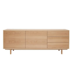 Buffet scandinave en bois clair 2 portes 3 tiroirs L195cm SID