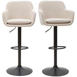 Tabourets de bar réglables tissu effet velours beige et métal (lot de 2) AMIKA