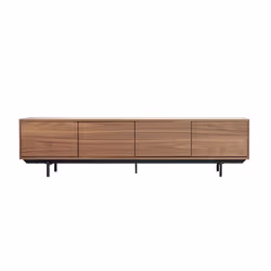 Meuble TV vintage bois foncé noyer et métal noir L200 cm MANNY
