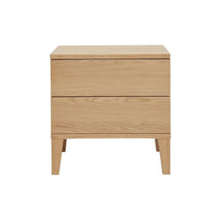 Table de chevet avec rangements 2 tiroirs scandinave bois clair chêne L50 cm FREDDY