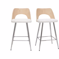 Tabourets de bar design bois et blanc H66.5 (lot de 2) FALCOM