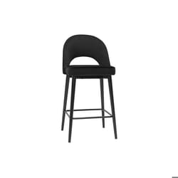 Miliboo - Tabouret de bar design en velours noir et métal H69 cm BELLEROSE