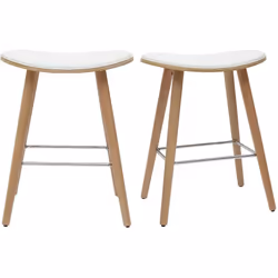 Tabourets de bar bois clair et blanc H65 cm (lot de 2) MEADOW