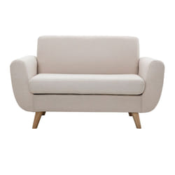 Canapé scandinave 2 places en tissu beige et bois clair pure