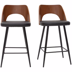 Tabourets de bar design noir et noyer H66.5 (lot de 2) FALCOM