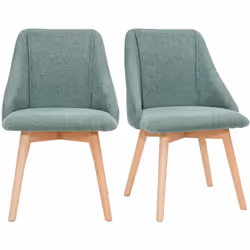 Chaises scandinaves en tissu effet velours texturé vert céladon et bois clair (lot de 2) HIGGINS