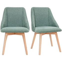 Chaises scandinaves en tissu effet velours texturé vert céladon et bois clair (lot de 2) HIGGINS