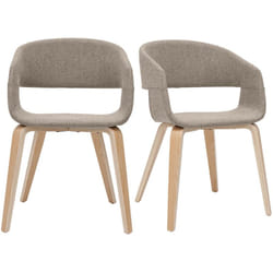 Chaises design en tissu taupe et bois clair (lot de 2) SLAM