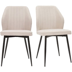 Chaises design en tissu effet velours beige et métal noir (lot de 2) FANETTE