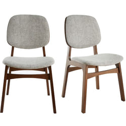 Chaises vintage en tissu gris clair et bois foncé (lot de 2) SOQUETTE