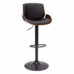 Tabouret de bar relevable noir et bois foncé VESPER