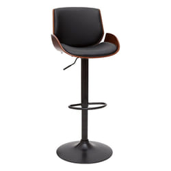 Tabouret de bar relevable noir et bois foncé VESPER