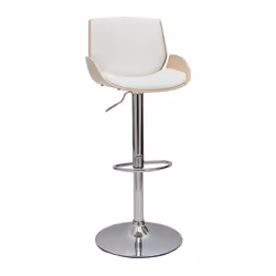 Tabouret de bar relevable blanc et bois clair VESPER