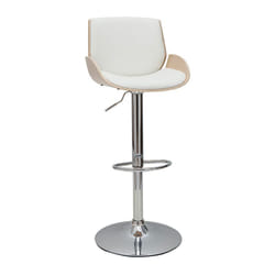 Tabouret de bar relevable blanc et bois clair VESPER
