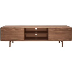 Meuble TV en bois foncé noyer 1portes 2 tiroirs L180 cm SUVA