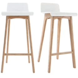 Tabourets de bar scandinaves blancs et bois clair H75 cm (lot de 2) baltik