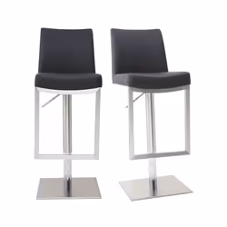 Tabourets de bar relevables noir et acier chromé (lot de 2) KYLE
