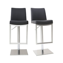 Tabourets de bar relevables noir et acier chromé (lot de 2) KYLE