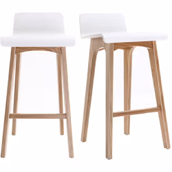 Tabourets de bar scandinaves bois clair et blanc H65 cm (lot de 2) BALTIK