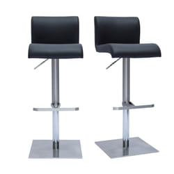 Tabourets de bar design réglables noir et inox brossé (lot de 2) sheina