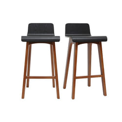 Miliboo - Tabourets de bar scandinaves noyer et noir H65 cm (lot de 2) BALTIK