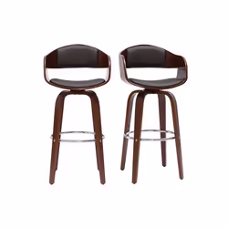 Tabourets de bar vintage pivotants 360° noyer H65 cm (lot de 2) GAO