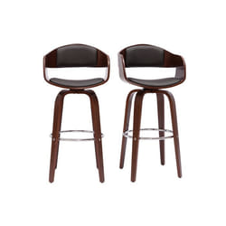Tabourets de bar vintage pivotants 360° noyer H65 cm (lot de 2) GAO